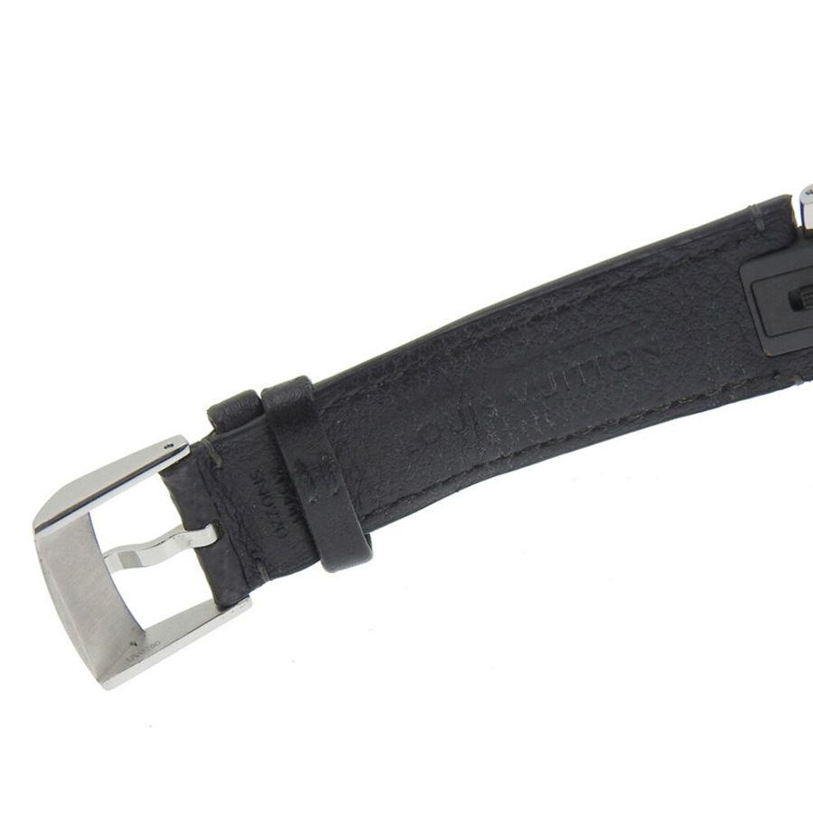 路易威登 Tambour GM 手錶 QA073 不鏽鋼 x Monogram Eclipse 帆布石英模擬顯示黑色錶盤男式-6