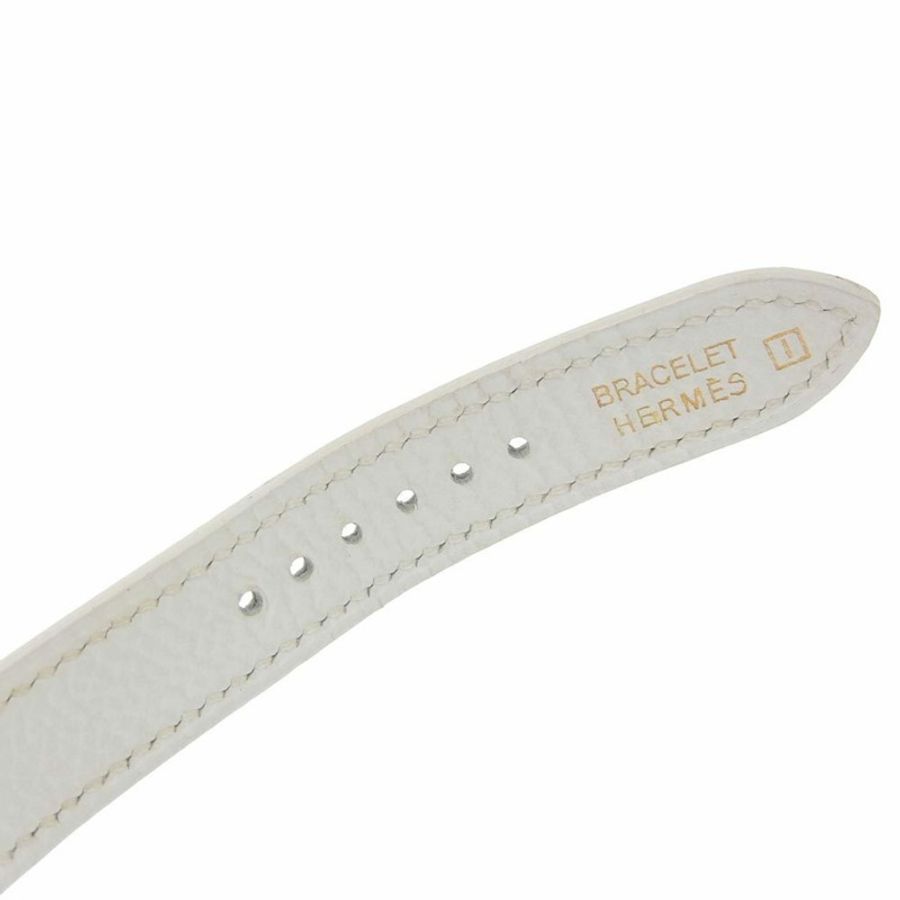 愛馬仕 HERMES H 手錶腕錶 HH1.210 不鏽鋼 x 皮革 2005 石英模擬顯示 白色錶盤 女士-7