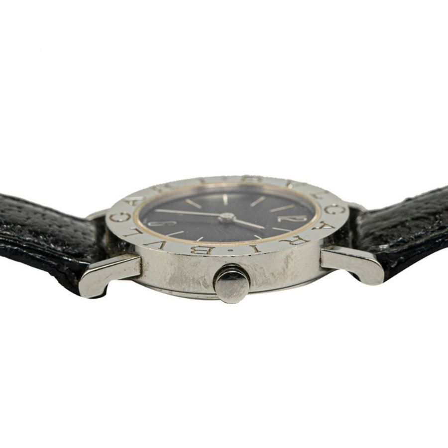 BVLGARI 手錶 BB26SL 石英黑色錶盤不鏽鋼皮革女式-5