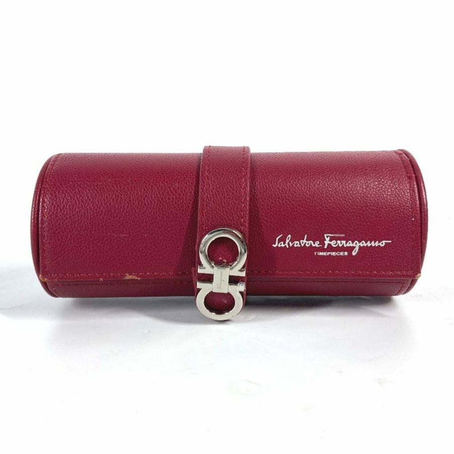 Salvatore Ferragamo 手錶盒，小袋，皮革，男士，紅色-0
