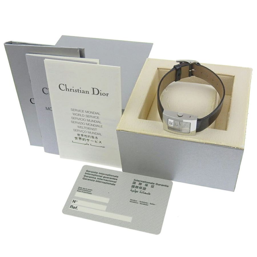 Christian Dior Malice D78 109 鏡面錶盤 SS 皮革石英 19 毫米女式 2 指針-8