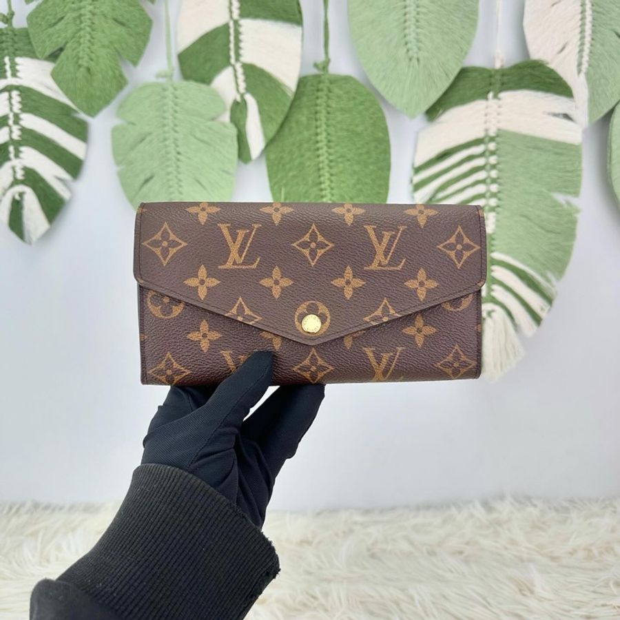 閑置品🌟LV 老花拼紅色內皮 長銀包 2023年 全套有單-0