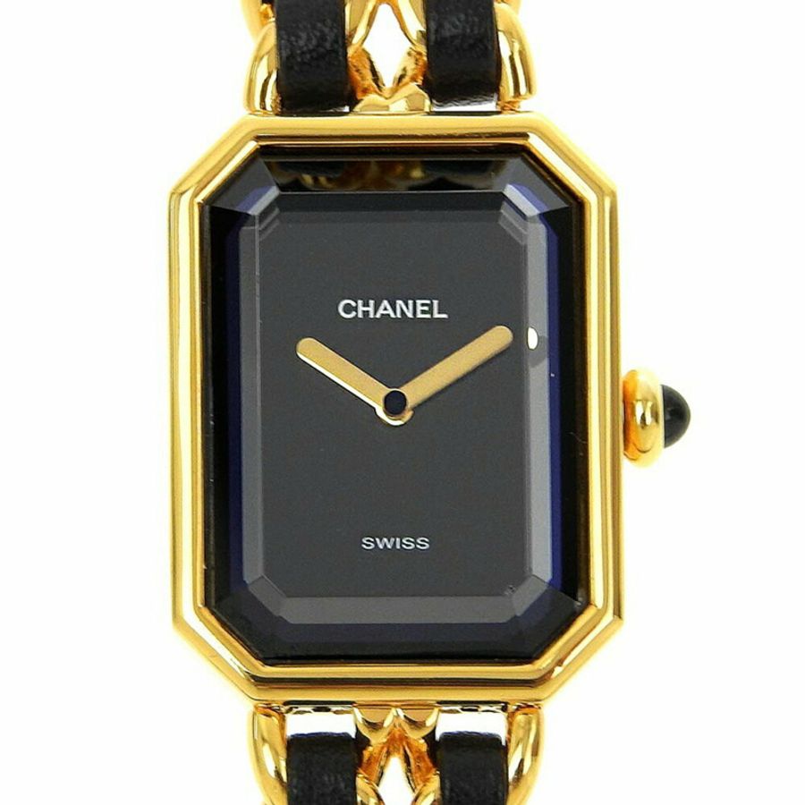 香奈兒 CHANEL Premiere S 手錶 H0001 鍍金 x 皮革石英模擬顯示黑色錶盤女士-0