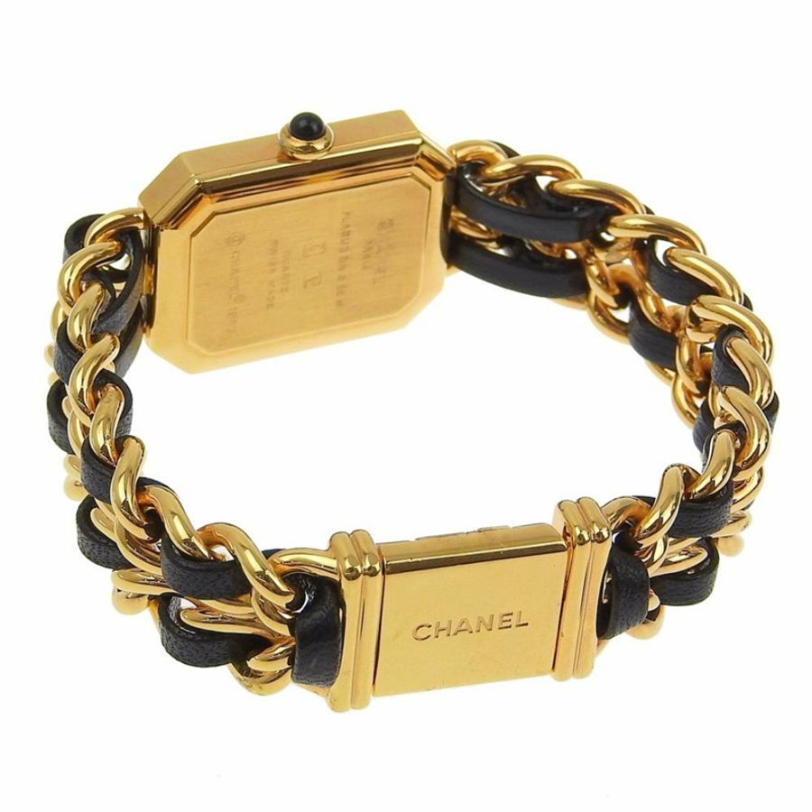 香奈兒 CHANEL Premiere S 手錶 H0001 鍍金 x 皮革石英模擬顯示黑色錶盤女士-3