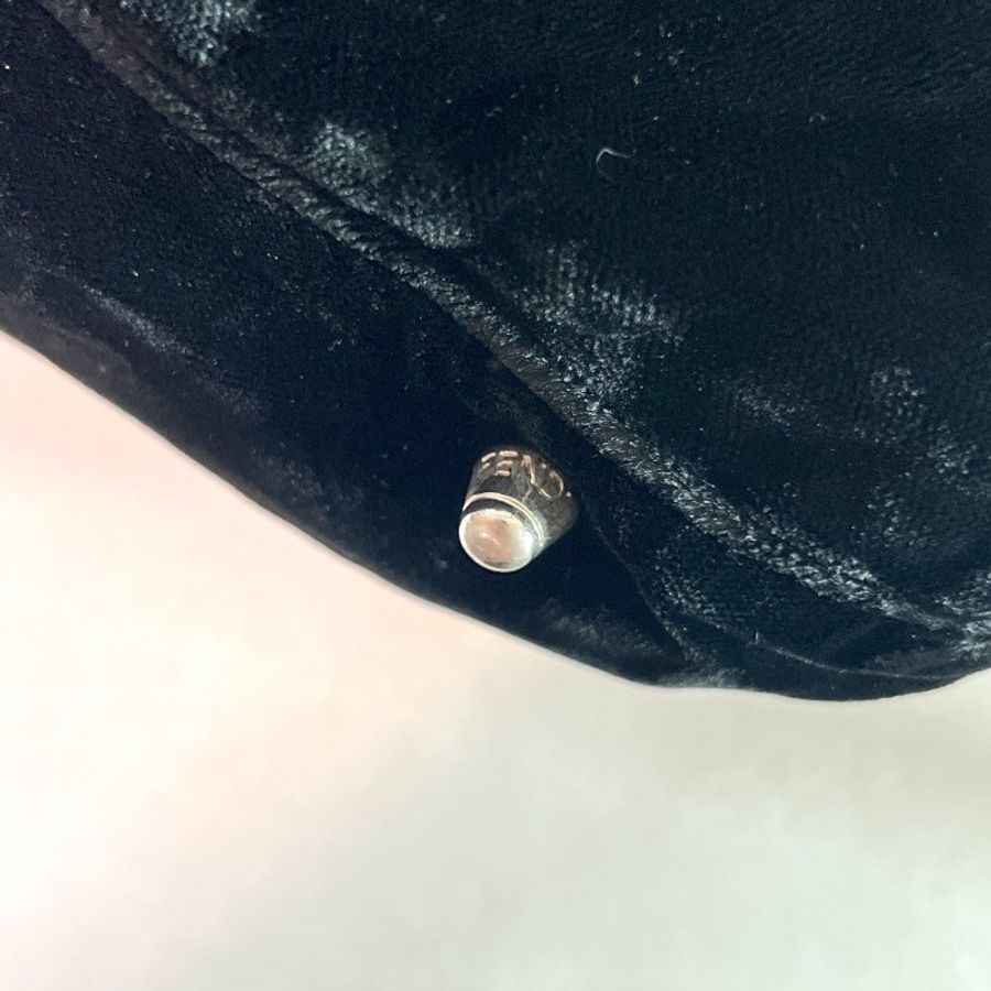 Fendi黑色高貴絨面皮革手柄手拿包手提袋 中古美品vintage-7