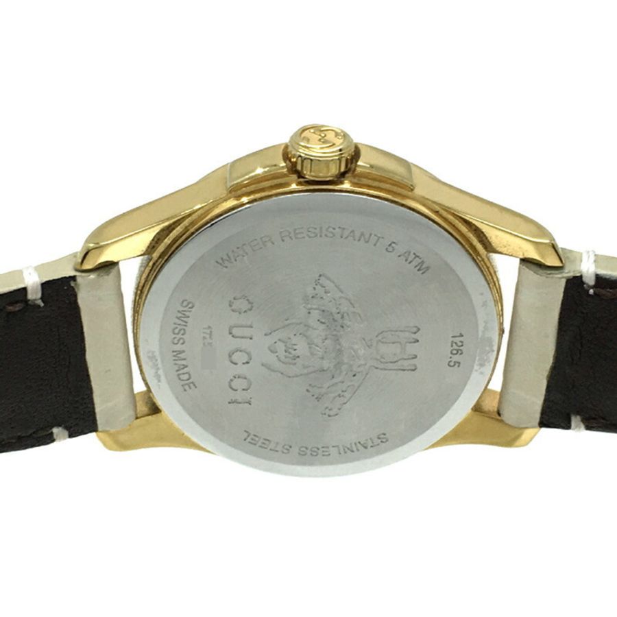 Gucci G 永恆女士手錶 YA126580 126.5 鍍金白 Shima 錶盤-4