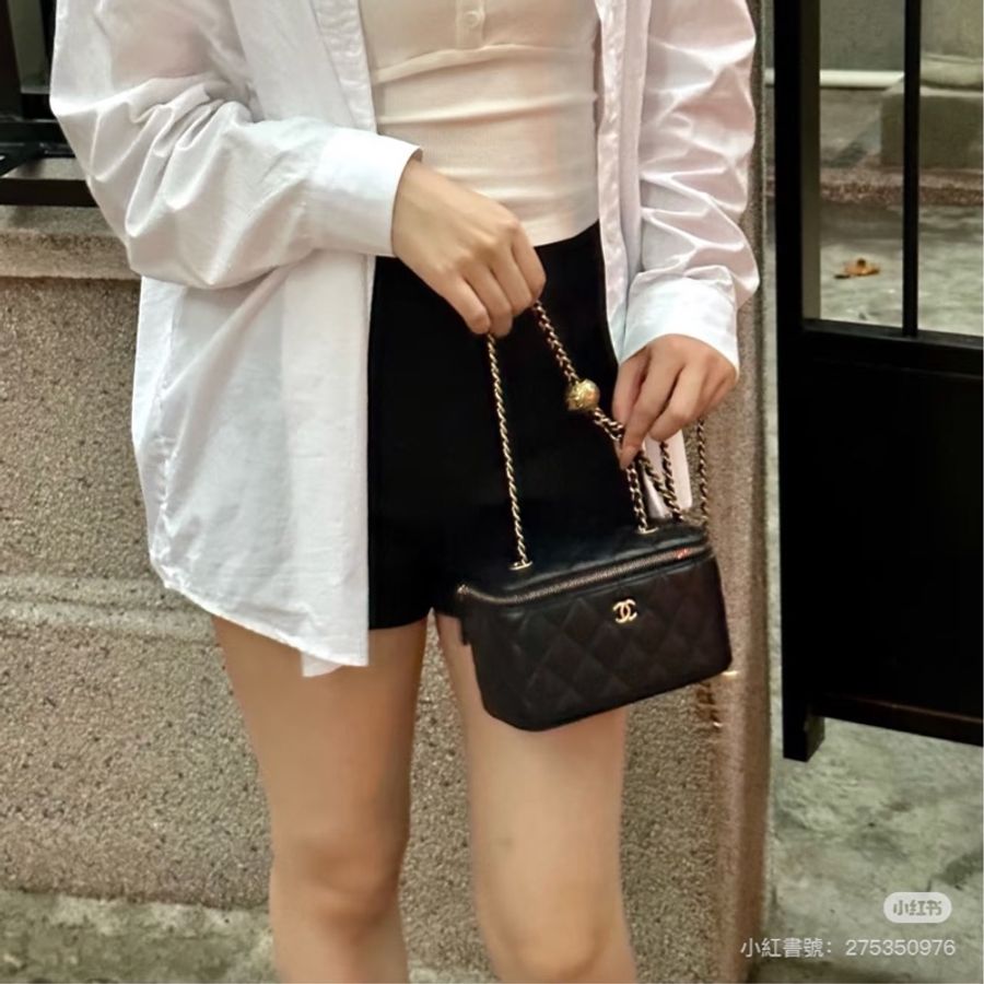 Chanel 香奈兒 23K 金球長盒子 黑色金鏈-2