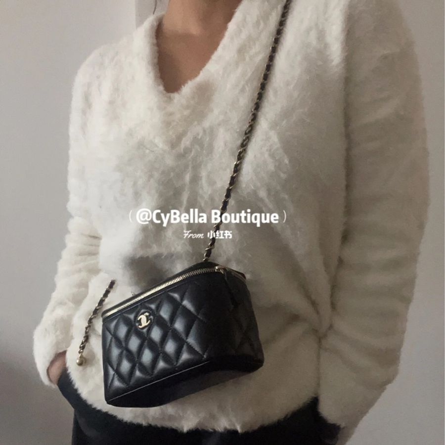Chanel 香奈兒 23K 金球長盒子 黑色金鏈-3