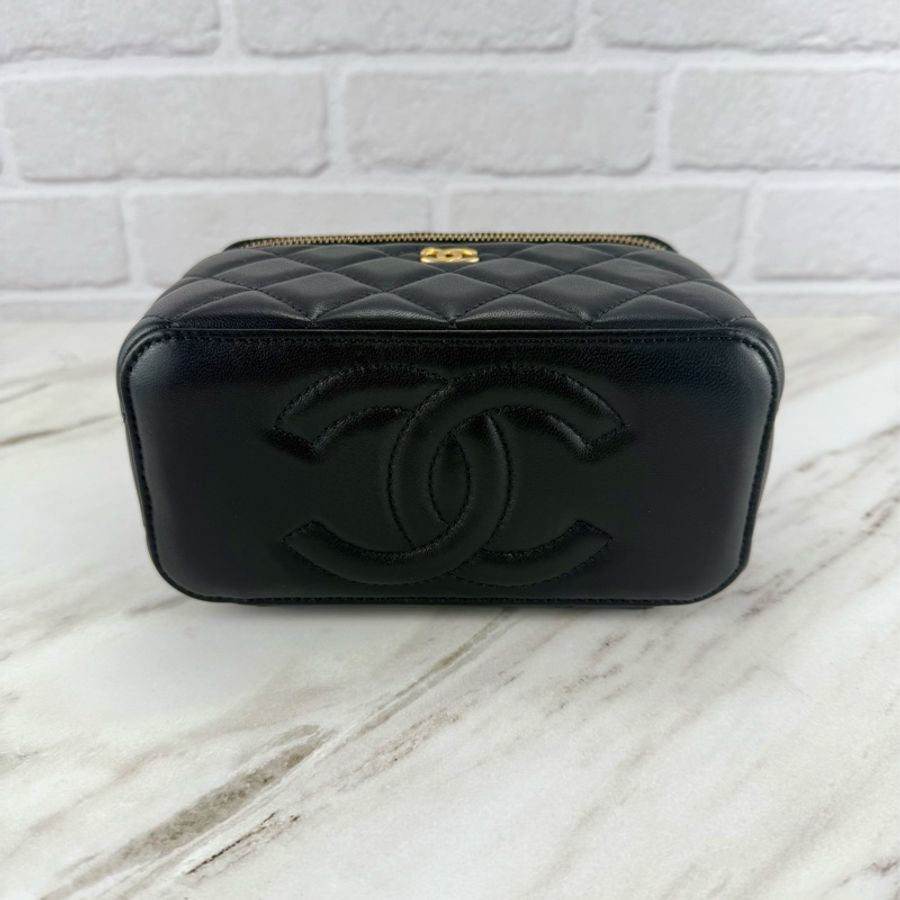 Chanel 香奈兒 23K 金球長盒子 黑色金鏈-10