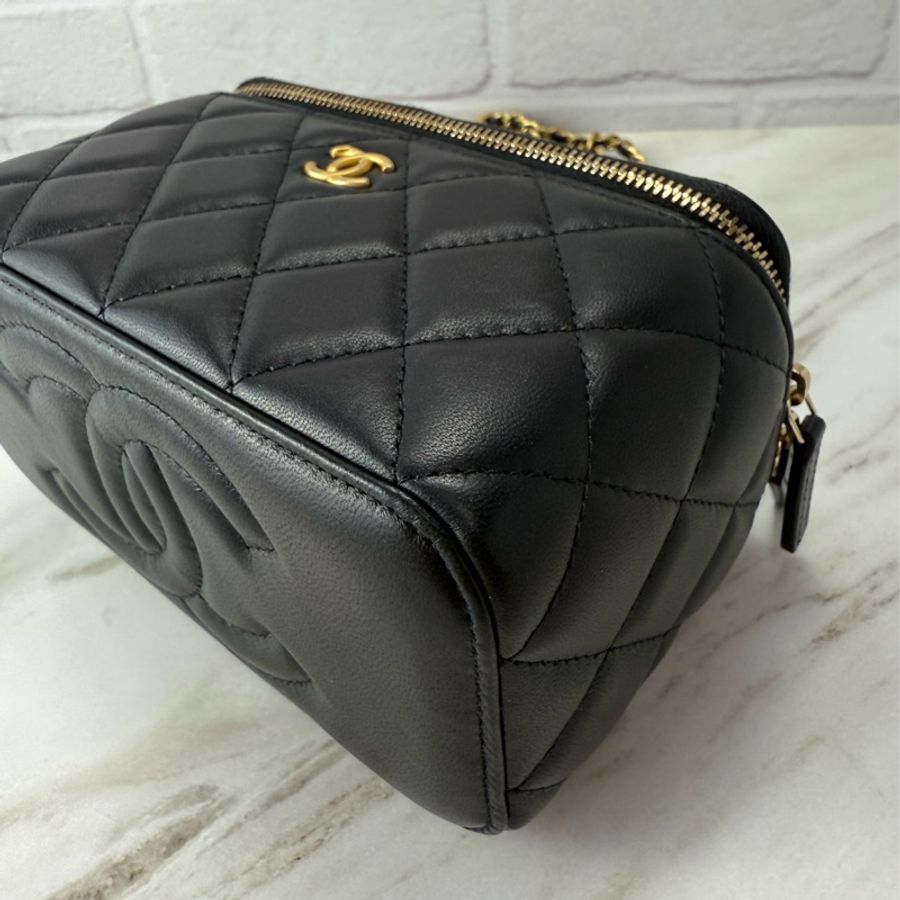 Chanel 香奈兒 23K 金球長盒子 黑色金鏈-11