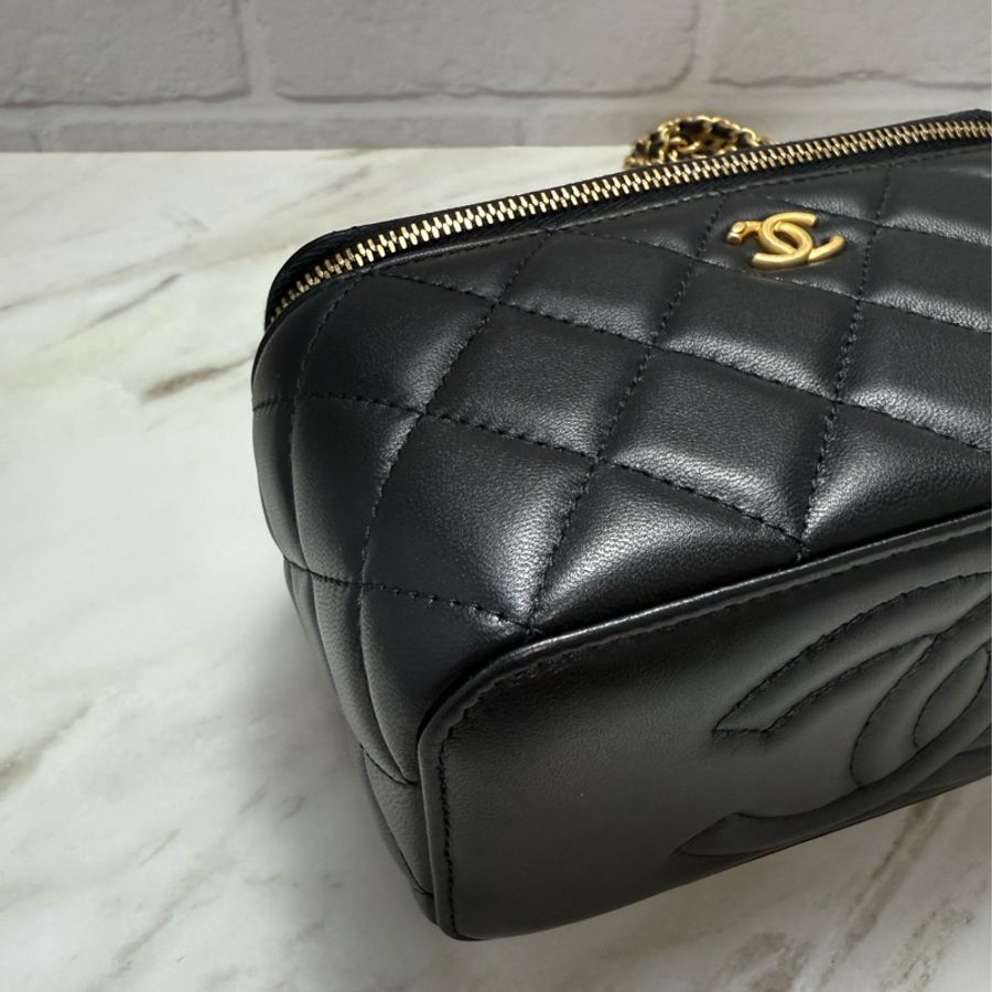 Chanel 香奈兒 23K 金球長盒子 黑色金鏈-12