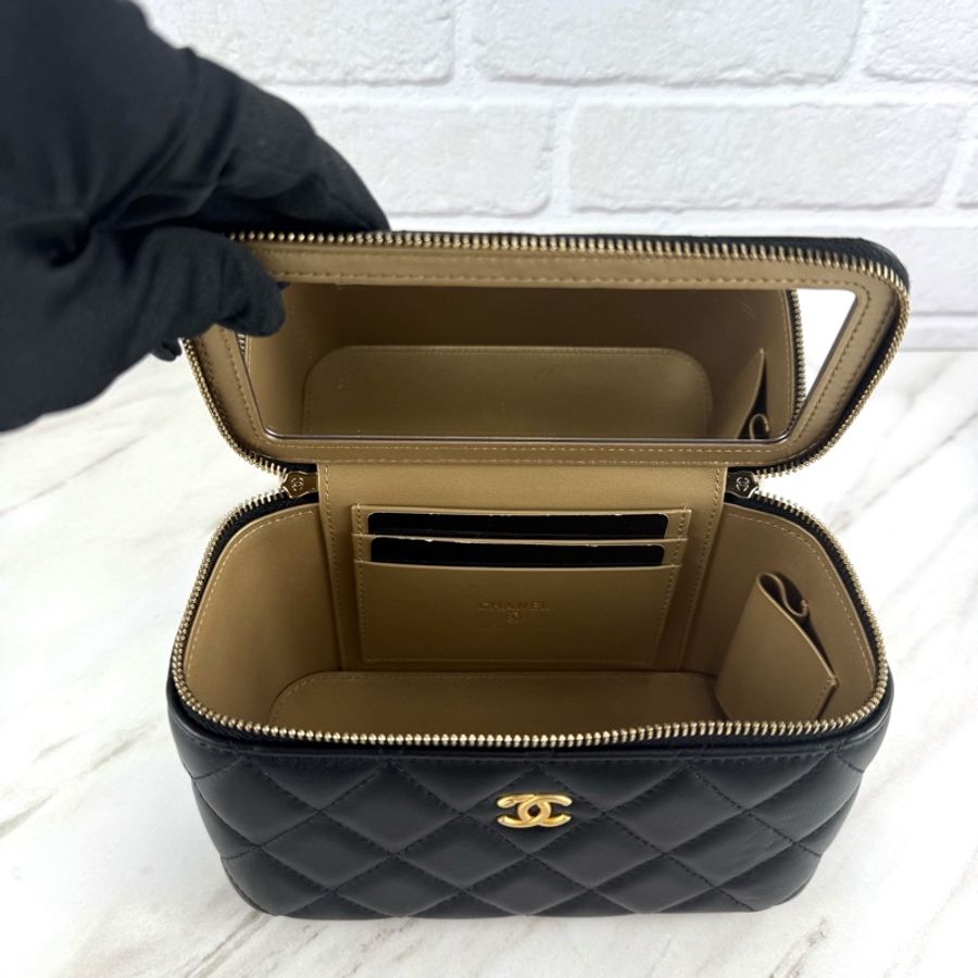 Chanel 香奈兒 23K 金球長盒子 黑色金鏈-15