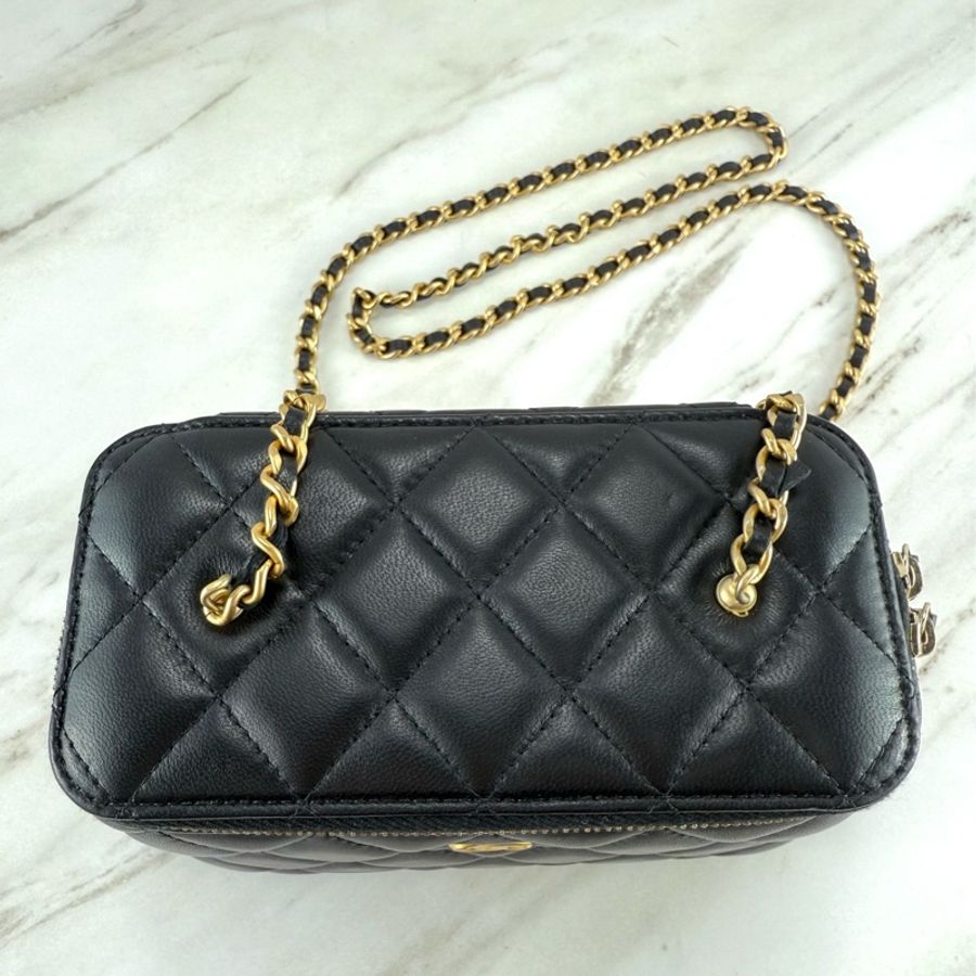 Chanel 香奈兒 23K 金球長盒子 黑色金鏈-19