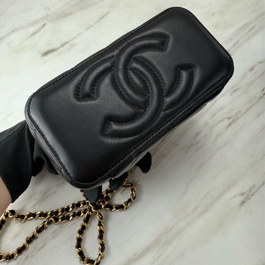 Chanel 香奈兒 23K 金球長盒子 黑色金鏈-23