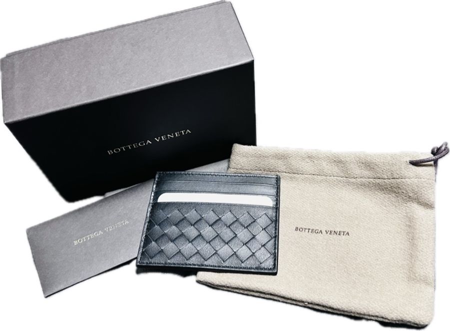 （已售出勿下單）近新閒置品_ BV_BOTTEGA VENETA_寶緹嘉_16215小編織黑牛皮_扁式名片夾_卡夾）-0