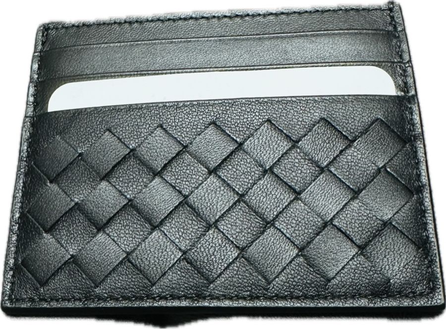 （已售出勿下單）近新閒置品_ BV_BOTTEGA VENETA_寶緹嘉_16215小編織黑牛皮_扁式名片夾_卡夾）-1