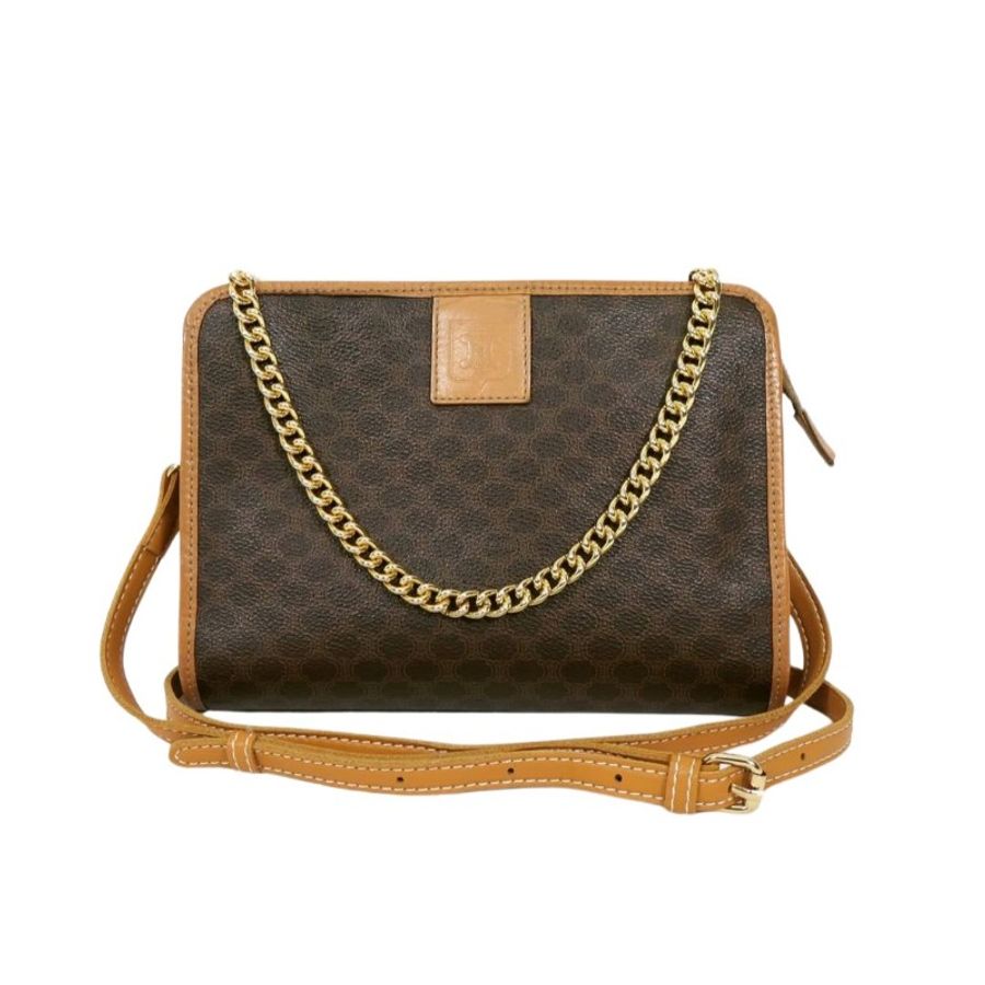 Celine Macadam Clutch Bag 棕色凱旋門老花帆布手拿包-0