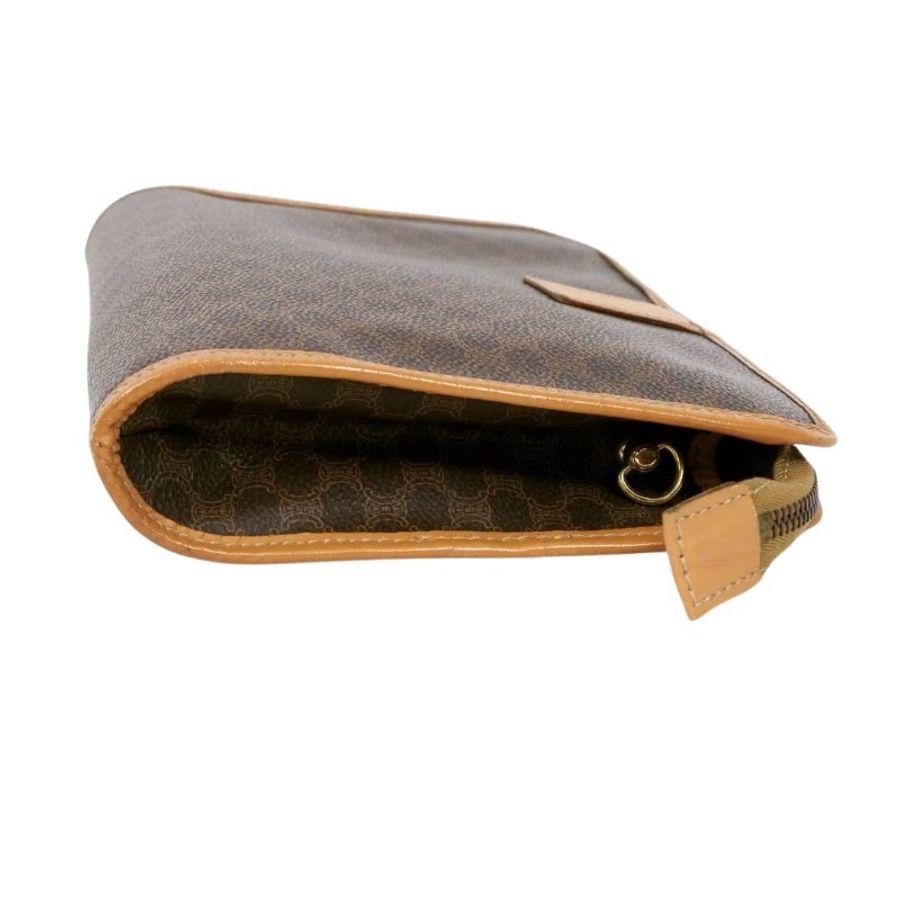 Celine Macadam Clutch Bag 棕色凱旋門老花帆布手拿包-3