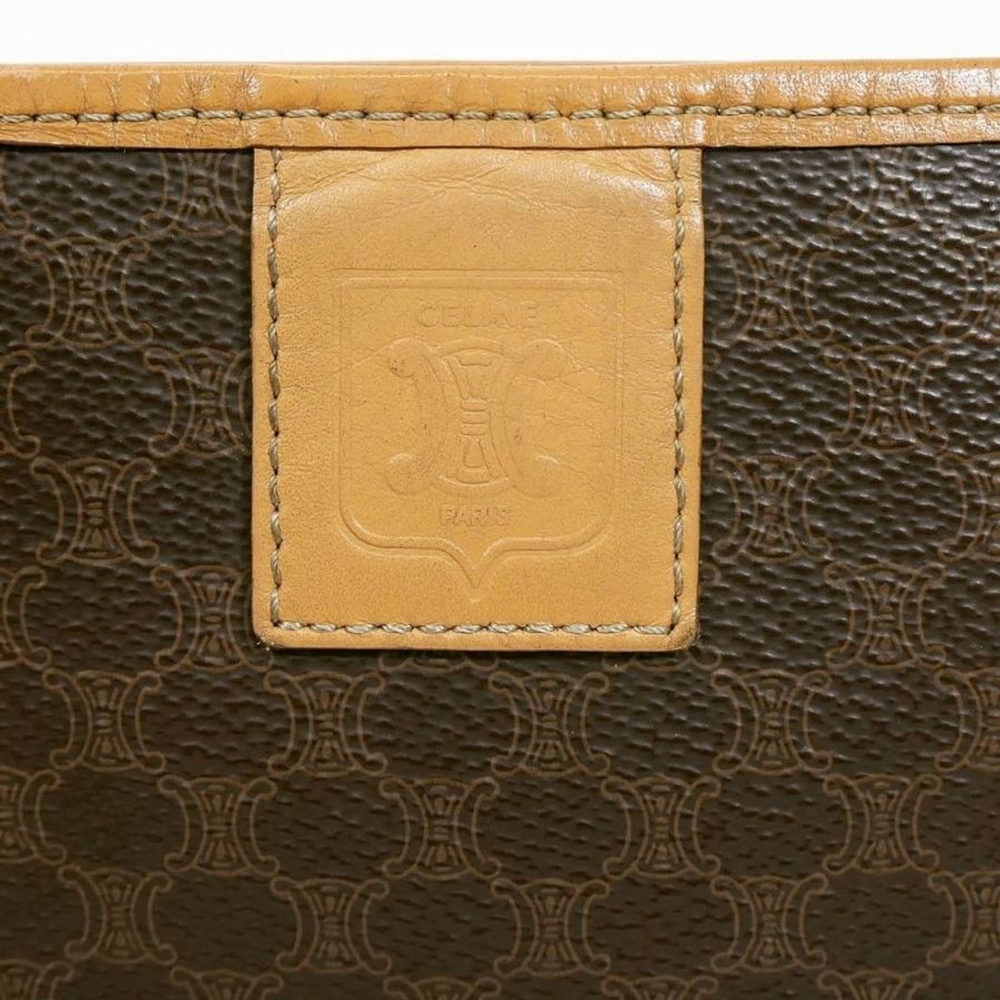 Celine Macadam Clutch Bag 棕色凱旋門老花帆布手拿包-5