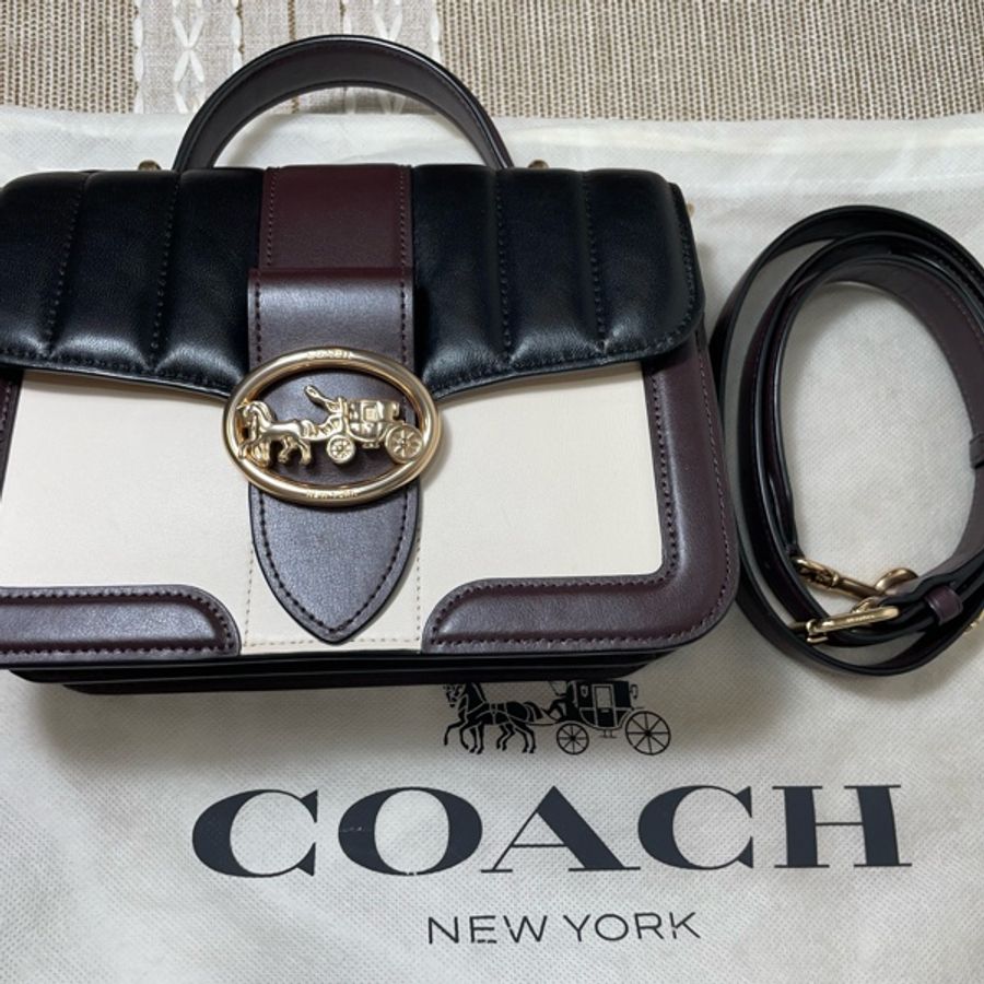 COACH三用羊皮復古馬車手提肩背斜背包-22