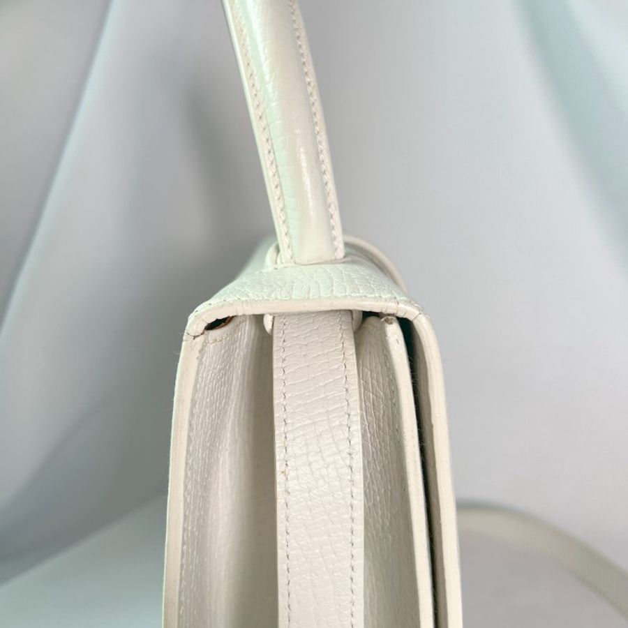 Loewe Vintage Barcelona中古白色葉子原裝肩帶手提肩背斜孭包-5