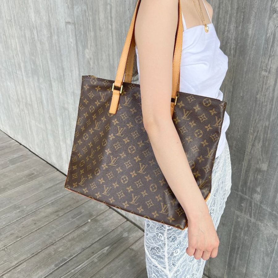 LV Cabas Mezzo啡色老花大容量手提肩背則肩包 日本vintage-0