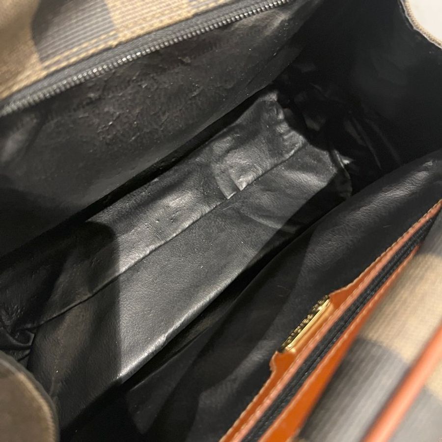 Fendi波士頓斜揹手提肩背包 原裝肩帶 皮革品牌拉鍊-12