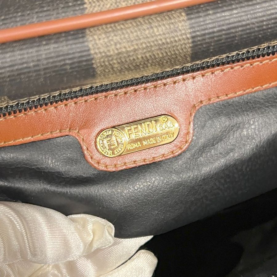 Fendi波士頓斜揹手提肩背包 原裝肩帶 皮革品牌拉鍊-14