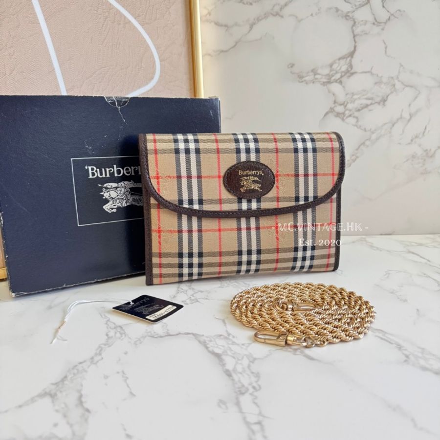 Burberrys Vintage Mini Pouch 中古 經典格仔 手拿包 化妝包-0