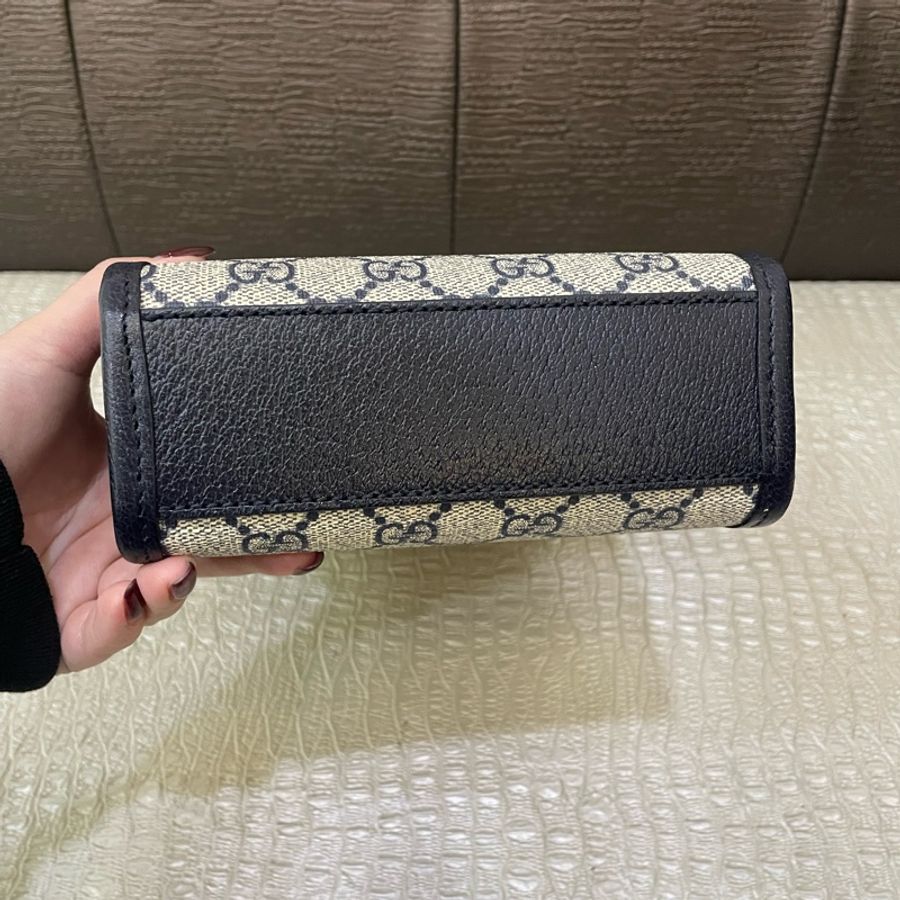 Gucci PVC深藍牛皮邊手提斜背琴譜包-5