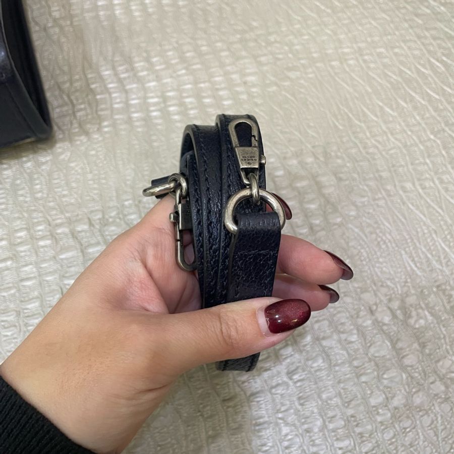 Gucci PVC深藍牛皮邊手提斜背琴譜包-7