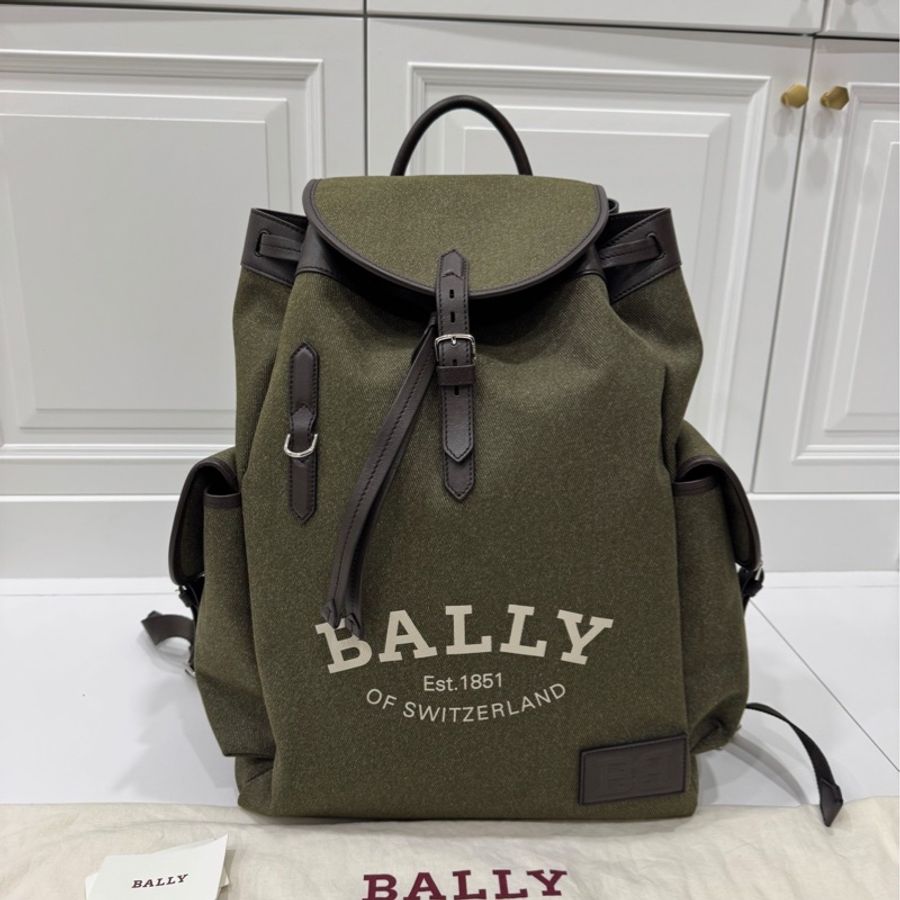 BALLY CLIFORD 苔綠色 防水尼龍 後背包 雙肩包 手提包-0
