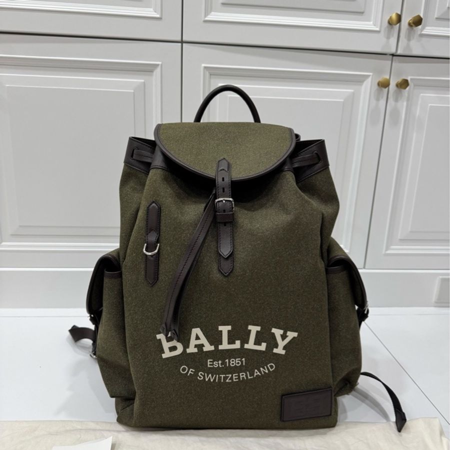 BALLY CLIFORD 苔綠色 防水尼龍 後背包 雙肩包 手提包-7