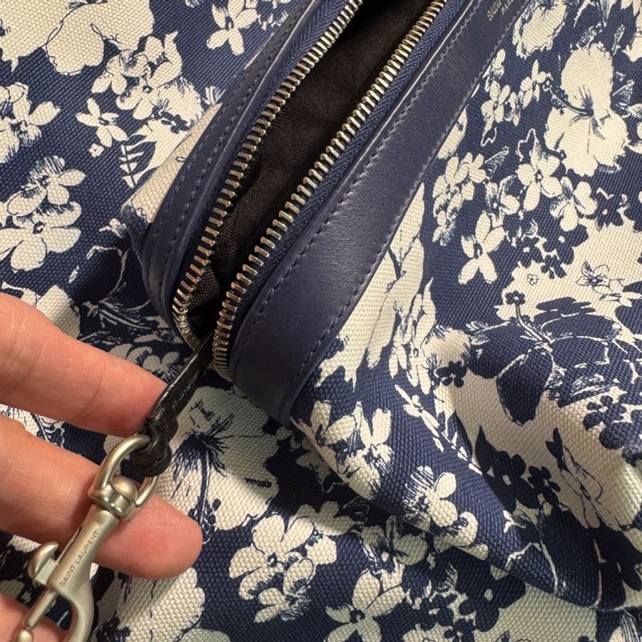 [自售][附收據]Ysl Saint Laurent 木槿 花 布藝 帆布 背包 hibiscus toile 皮-10