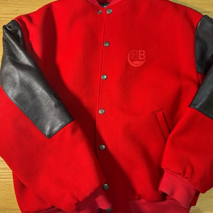 [自售][附收據]Balenciaga 棒球外套 羊毛 真皮 bomber 刺繡-5