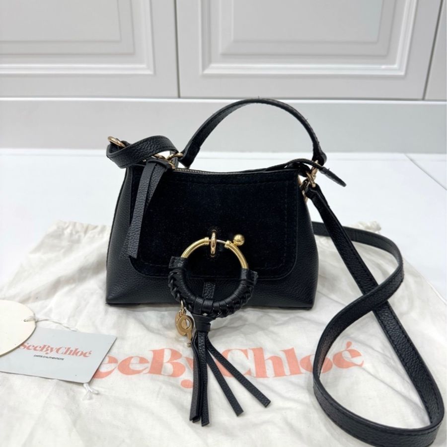 See by Chloe Joan mini bag 黑色 麂皮 斜背包 肩背包 手提包 側背包 小廢包-10