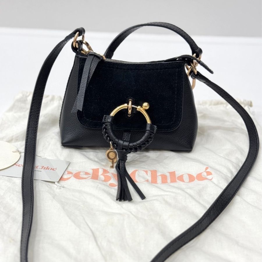 See by Chloe Joan mini bag 黑色 麂皮 斜背包 肩背包 手提包 側背包 小廢包-12