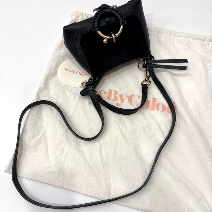 See by Chloe Joan mini bag 黑色 麂皮 斜背包 肩背包 手提包 側背包 小廢包-14