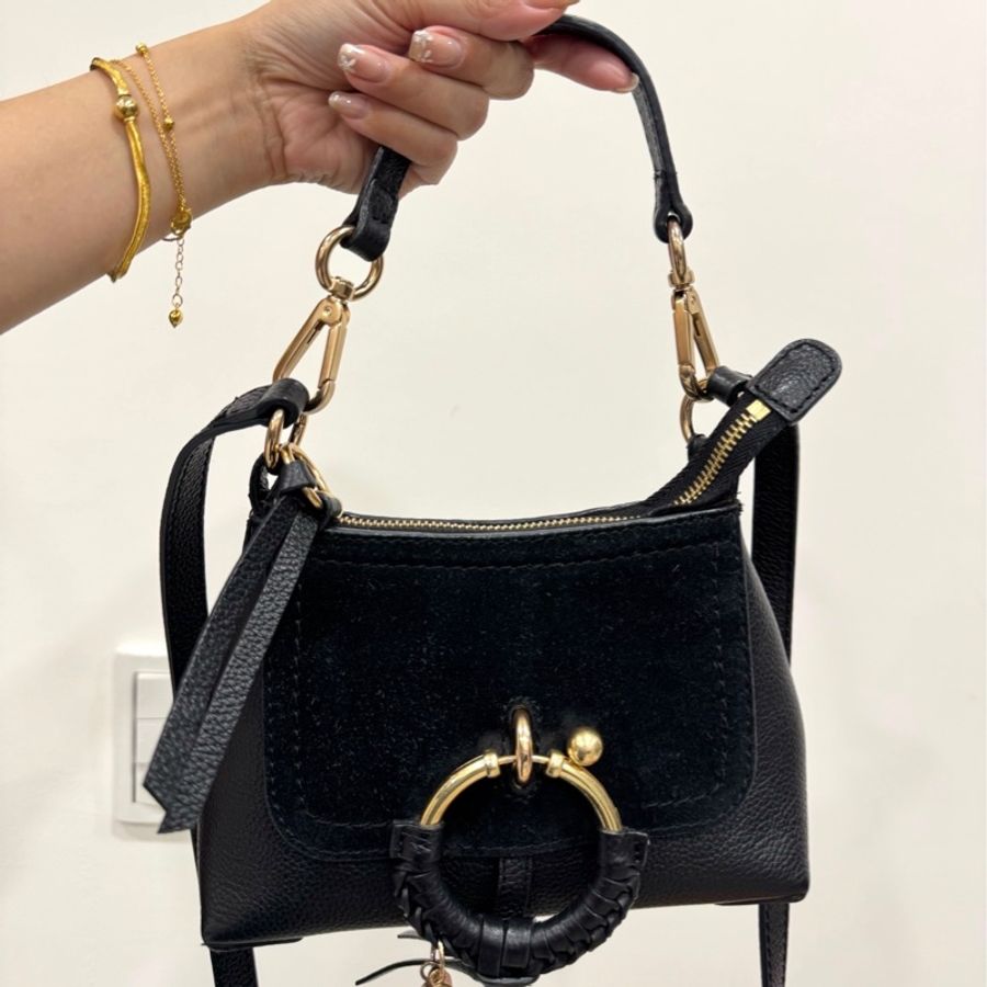 See by Chloe Joan mini bag 黑色 麂皮 斜背包 肩背包 手提包 側背包 小廢包-31