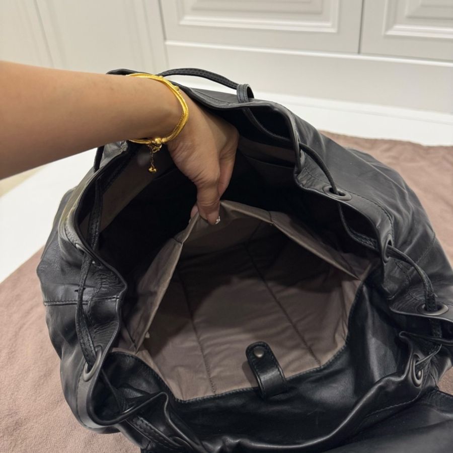 Bottega Veneta BV backpack 黑色 編織 羊皮 後背包 雙肩包 肩背包-14