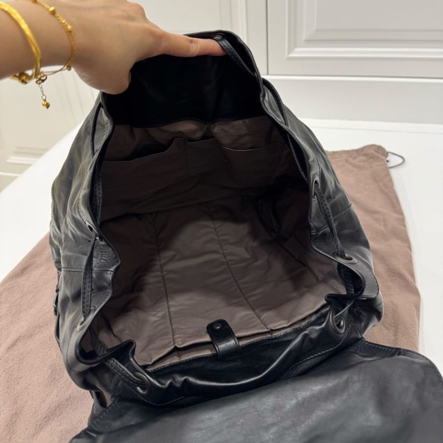Bottega Veneta BV backpack 黑色 編織 羊皮 後背包 雙肩包 肩背包-15