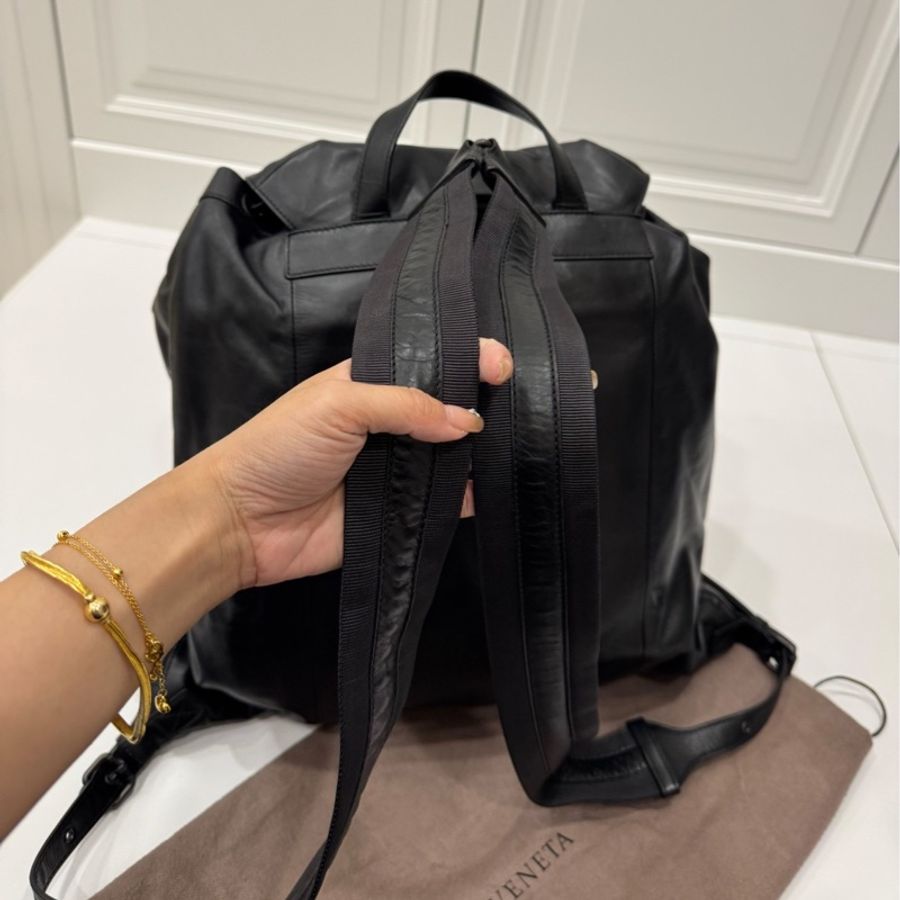 Bottega Veneta BV backpack 黑色 編織 羊皮 後背包 雙肩包 肩背包-18