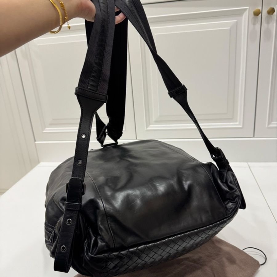 Bottega Veneta BV backpack 黑色 編織 羊皮 後背包 雙肩包 肩背包-19