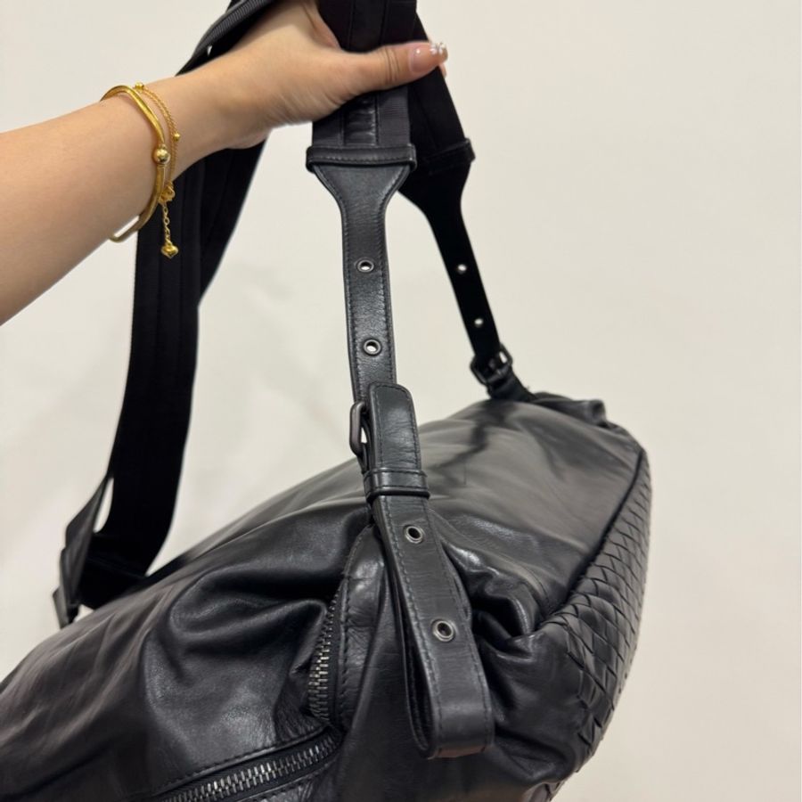 Bottega Veneta BV backpack 黑色 編織 羊皮 後背包 雙肩包 肩背包-21