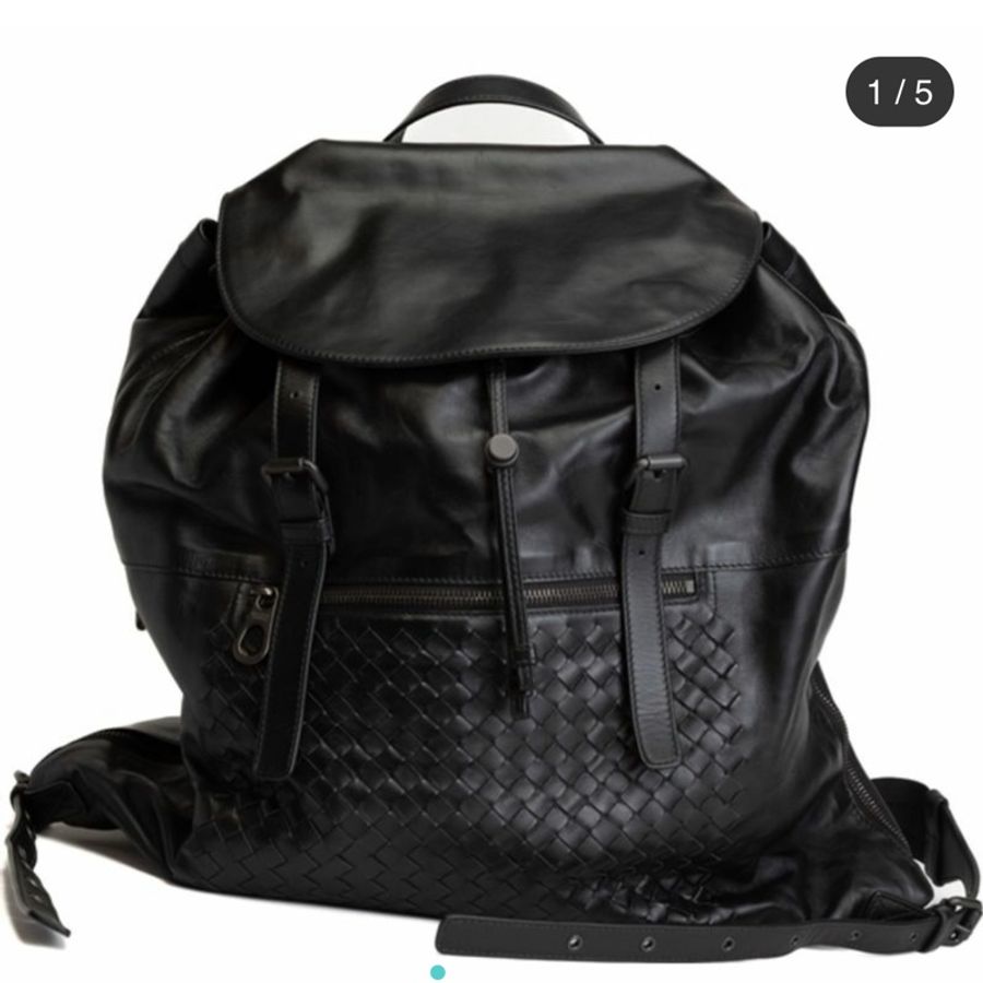 Bottega Veneta BV backpack 黑色 編織 羊皮 後背包 雙肩包 肩背包-24