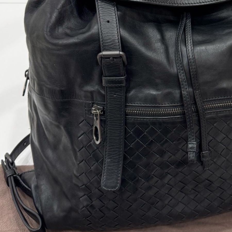 Bottega Veneta BV backpack 黑色 編織 羊皮 後背包 雙肩包 肩背包-31