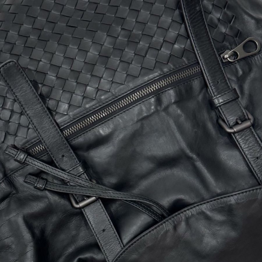 Bottega Veneta BV backpack 黑色 編織 羊皮 後背包 雙肩包 肩背包-43