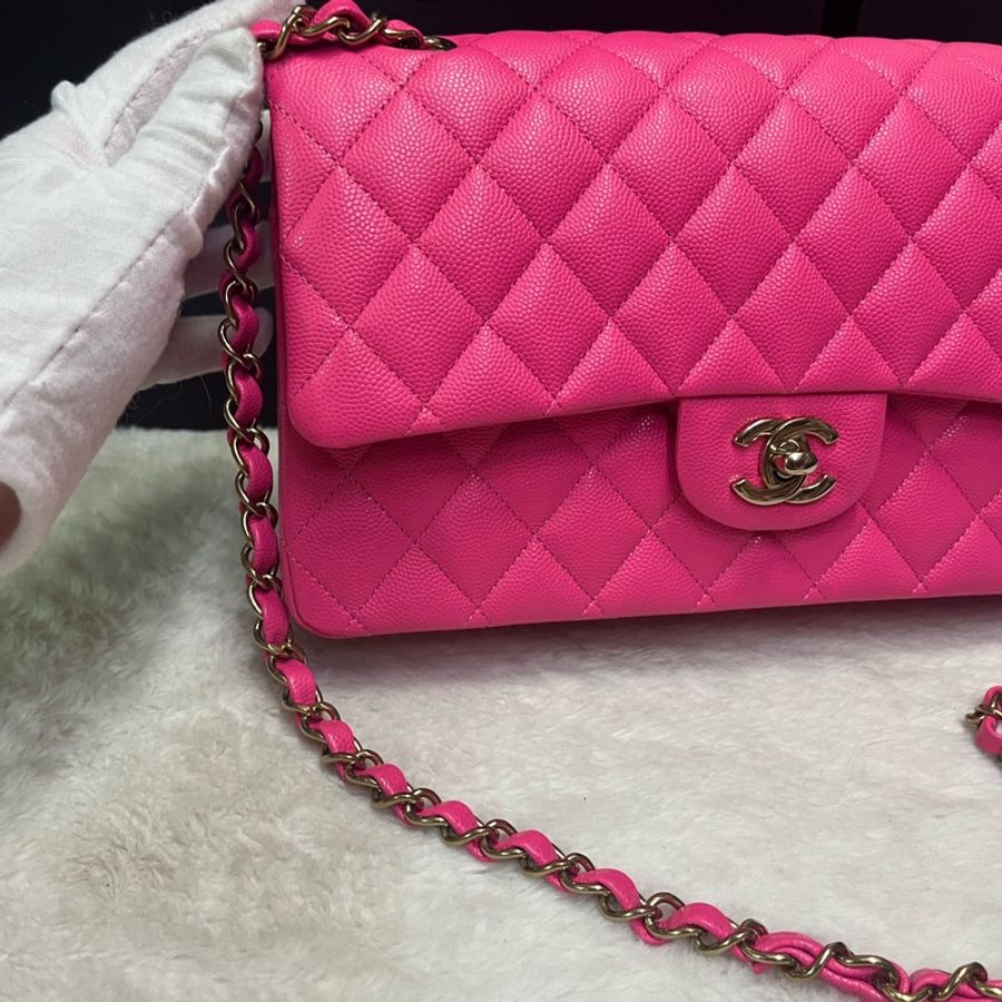 Chanel cf25芭比粉淡金扣~(晶片款)-1