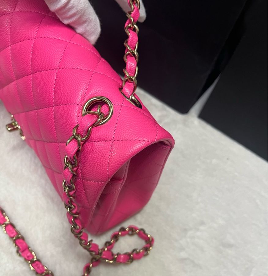 Chanel cf25芭比粉淡金扣~(晶片款)-5