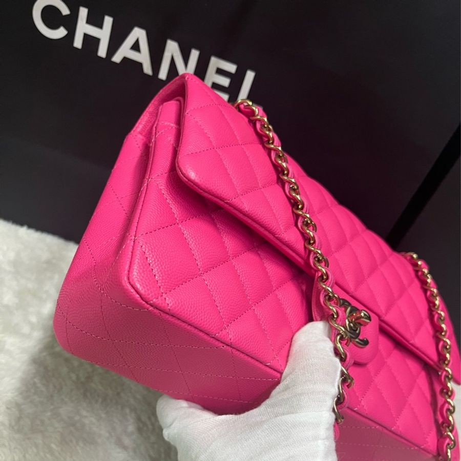 Chanel cf25芭比粉淡金扣~(晶片款)-16
